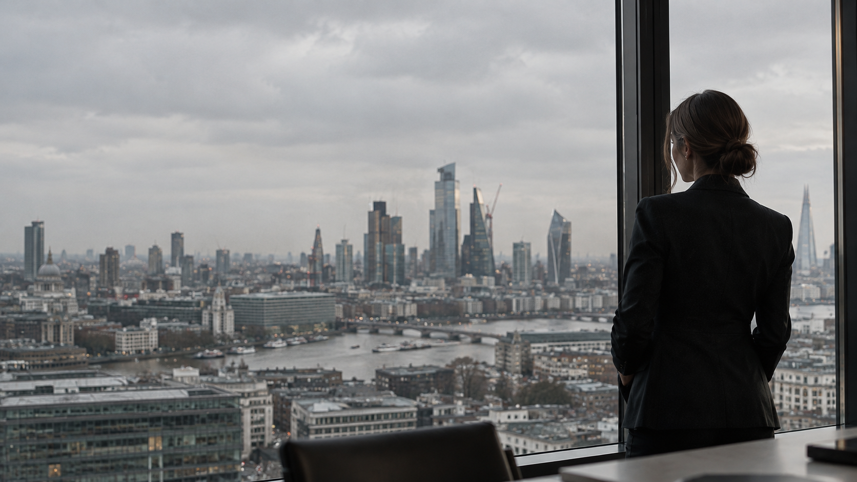 Quiet view over the city from a private office