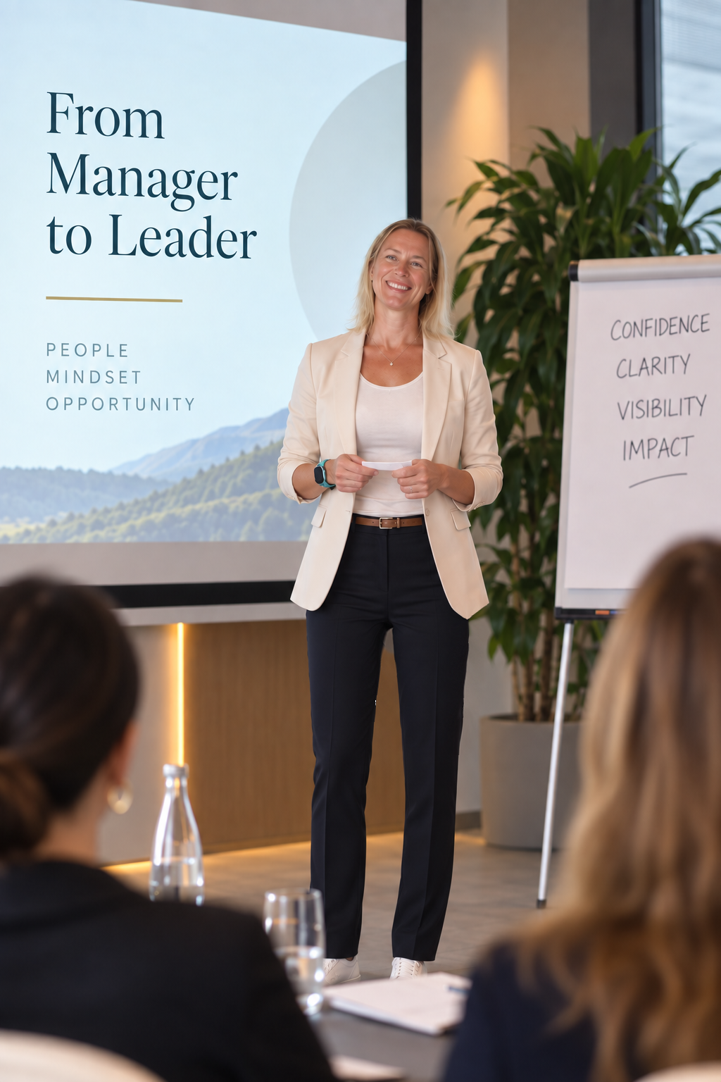 Kristin presenting to an audience